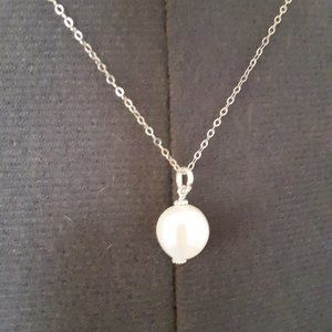 925 sterling silver single pearl necklace